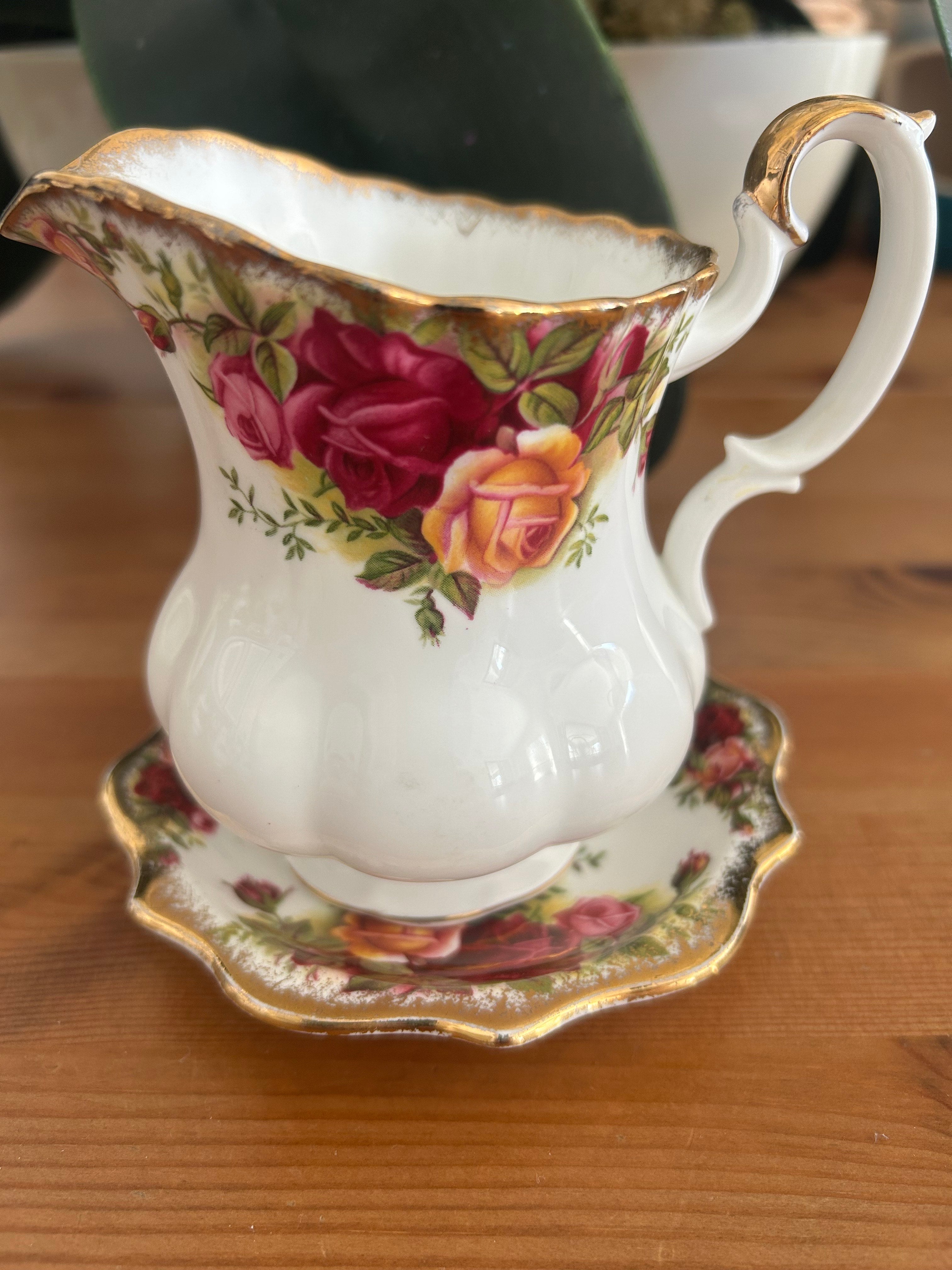 Royal Albert Old Country Roses Creamer Jug & Saucer Set – Vintage Fine Bone China