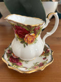 Royal Albert Old Country Roses Mini Creamer & Saucer Set – Fine Bone China – Made in England – Vintage