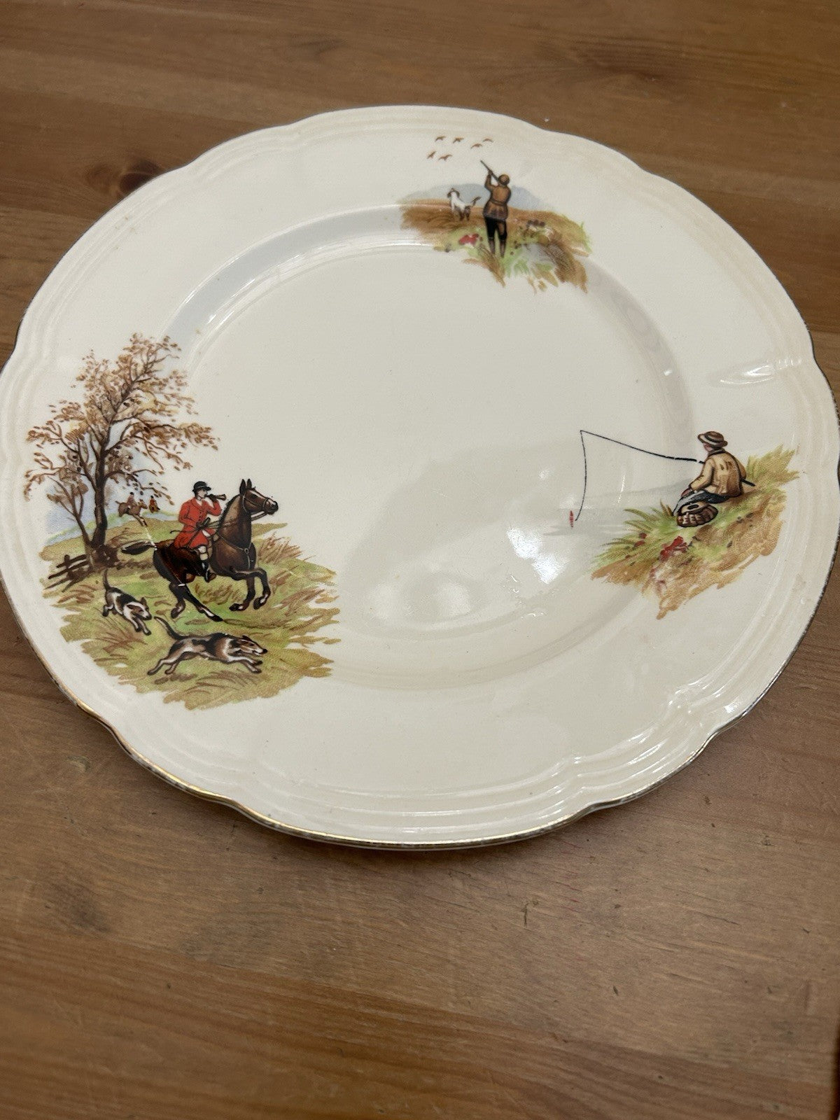 Vintage Alfred Meakin Country Life Side Plates – Set of 5 – Hunting & Fishing – England