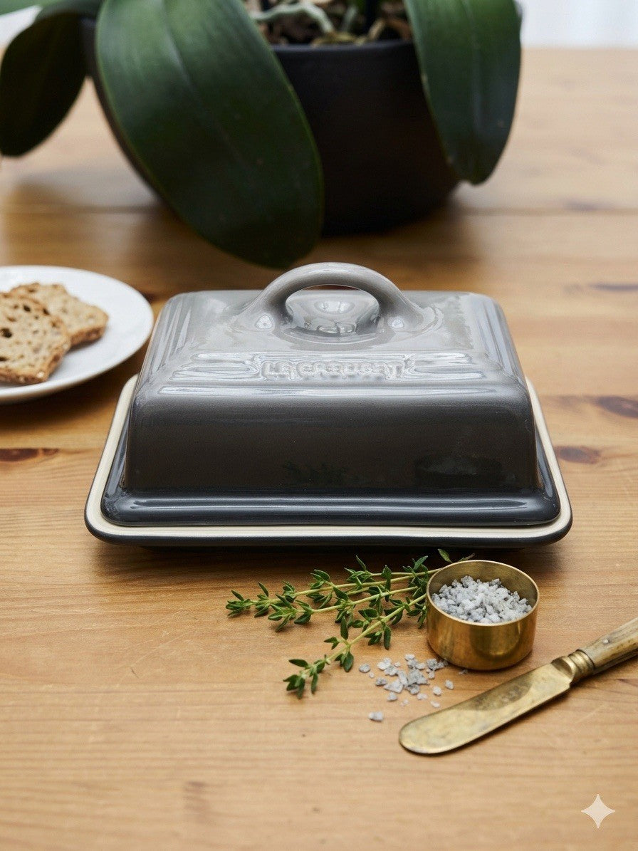 Le Creuset Stoneware Butter Dish - Flint Grey - Brand New & Boxed