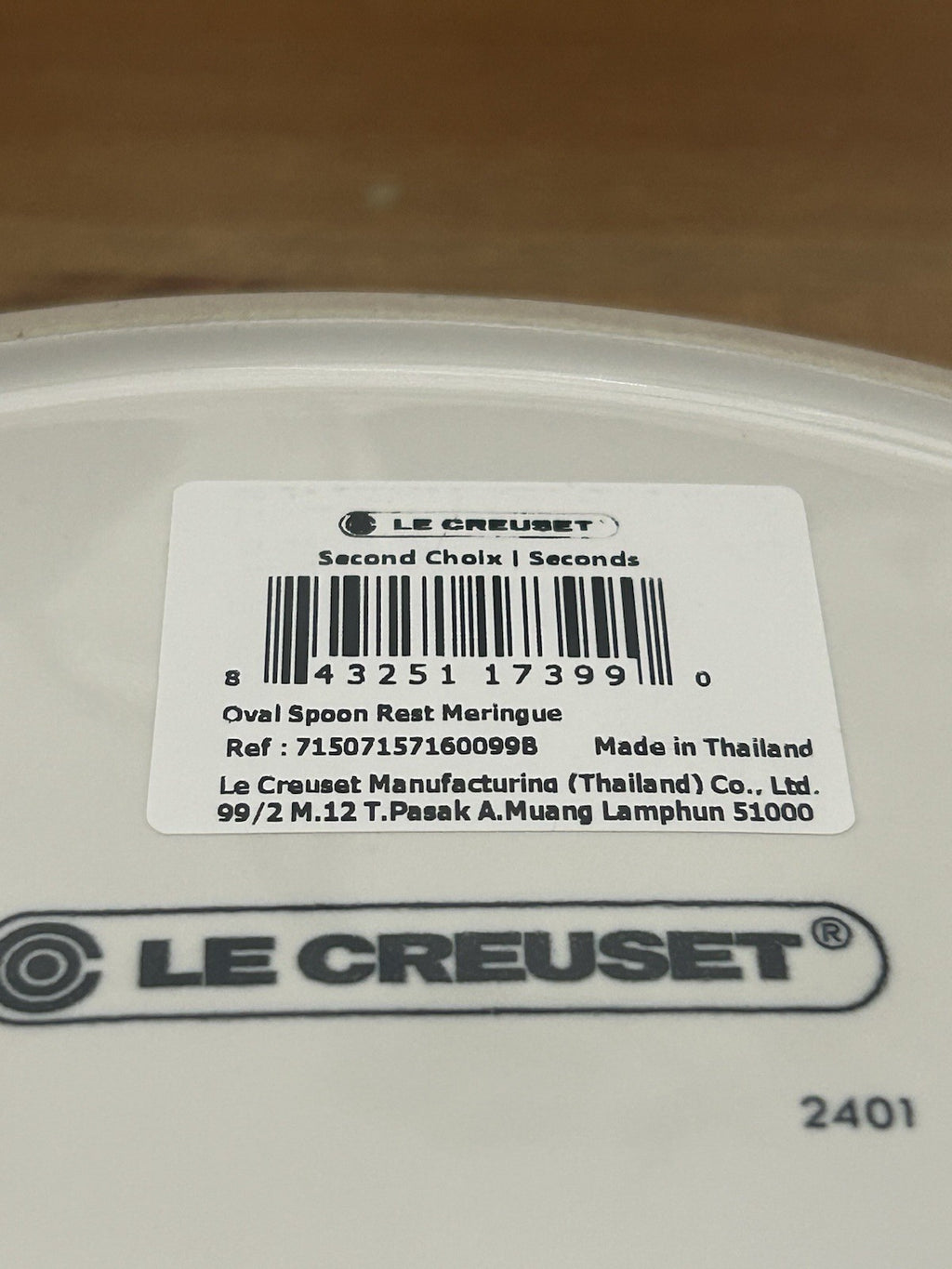 Le Creuset Meringue Oval Spoon Rest – Stoneware – Brand New with Tag – Outlet