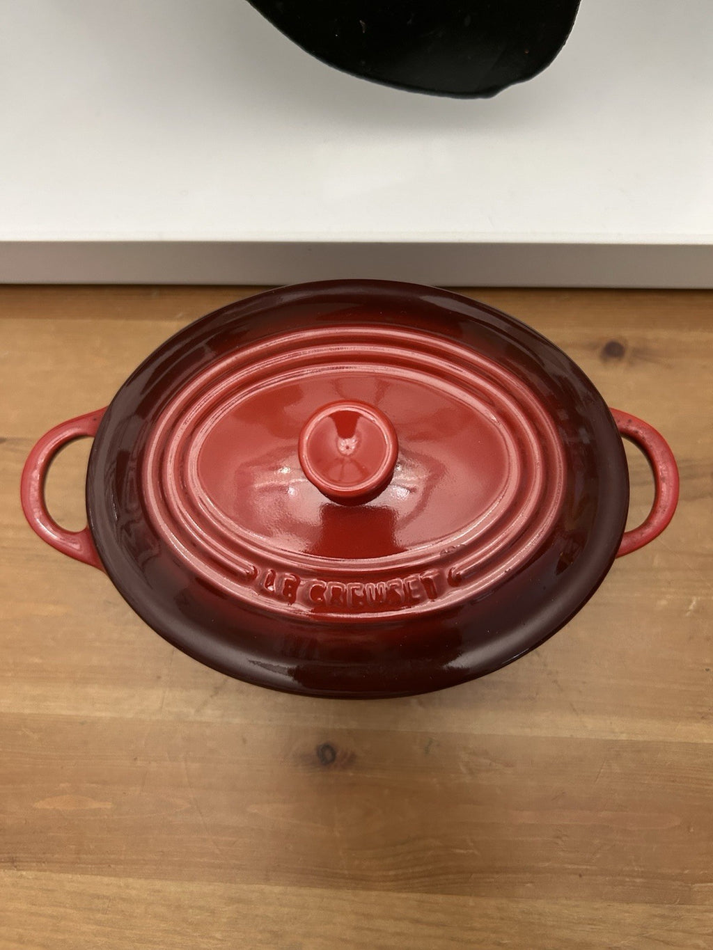 Le Creuset Cerise Red Mini Round Casserole Dish – 13cm Stoneware – Pre-Loved