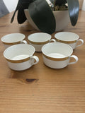 Langenthal Suisse Chateau Teacups – Set of 5 – White & Gold Band – Swiss Porcelain – Vintage
