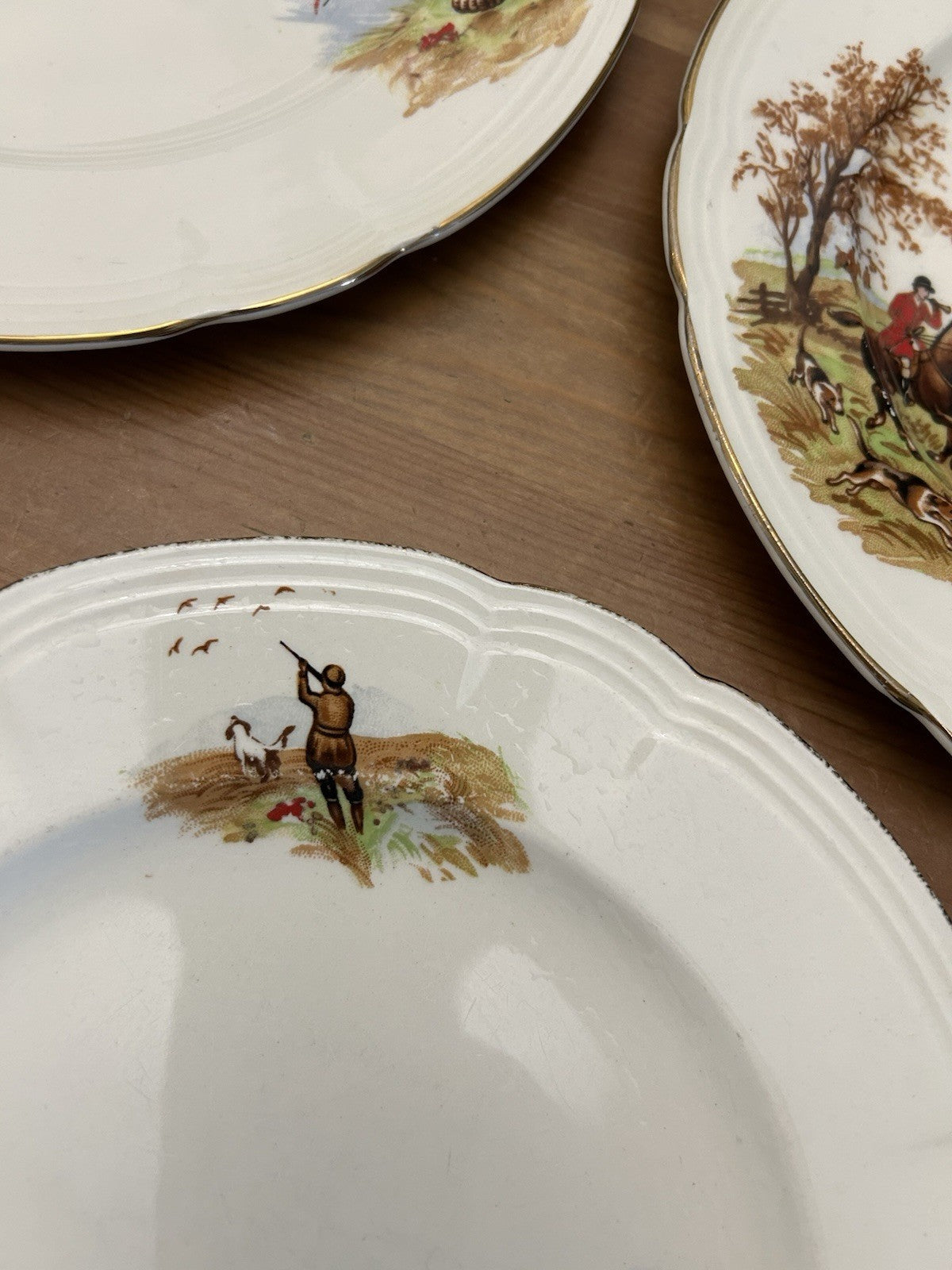 Vintage Alfred Meakin Country Life Side Plates – Set of 5 – Hunting & Fishing – England