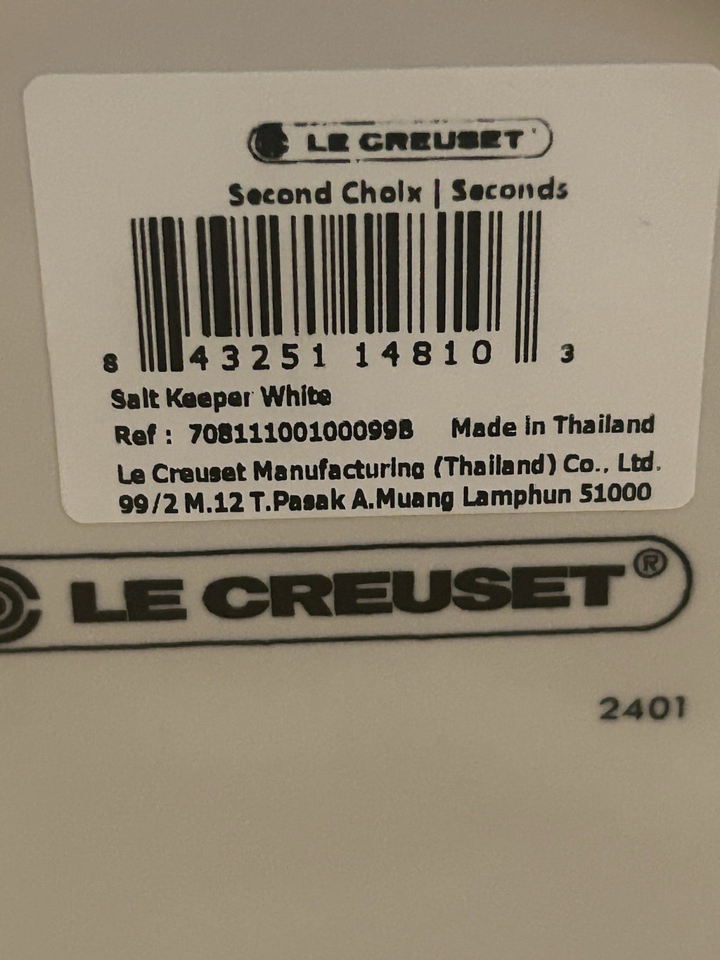 Le Creuset White Stoneware Salt Pig & Oval Spoon Rest Set – Brand New