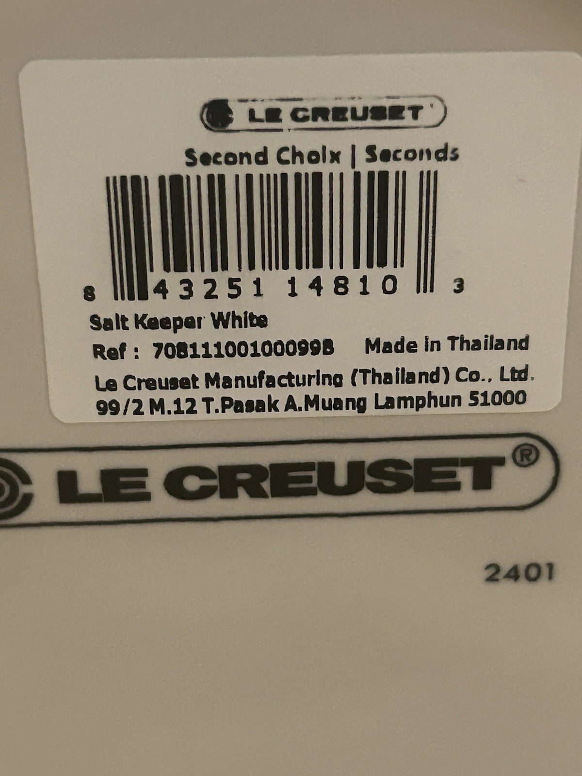Le Creuset White Stoneware Salt Pig & Oval Spoon Rest Set – Brand New