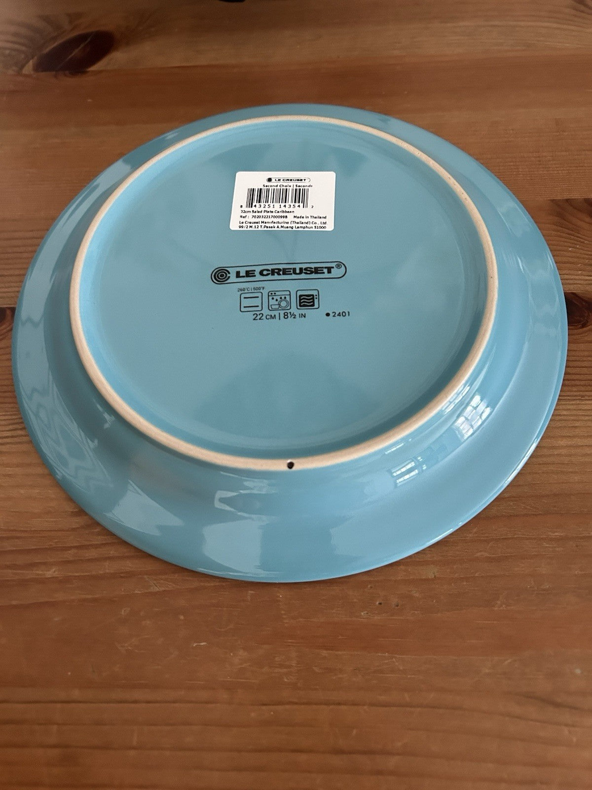 Le Creuset Stoneware 22cm Salad Plate - Caribbean Blue - New