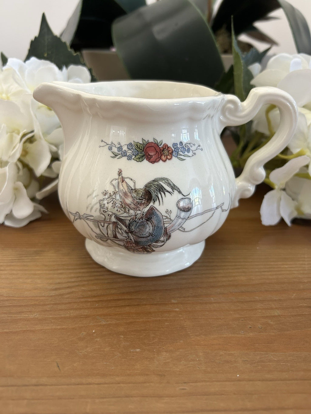 Vintage Sarreguemines Obernai Milk Jug / Creamer – Henri Loux – Rooster Motif – Alsace France