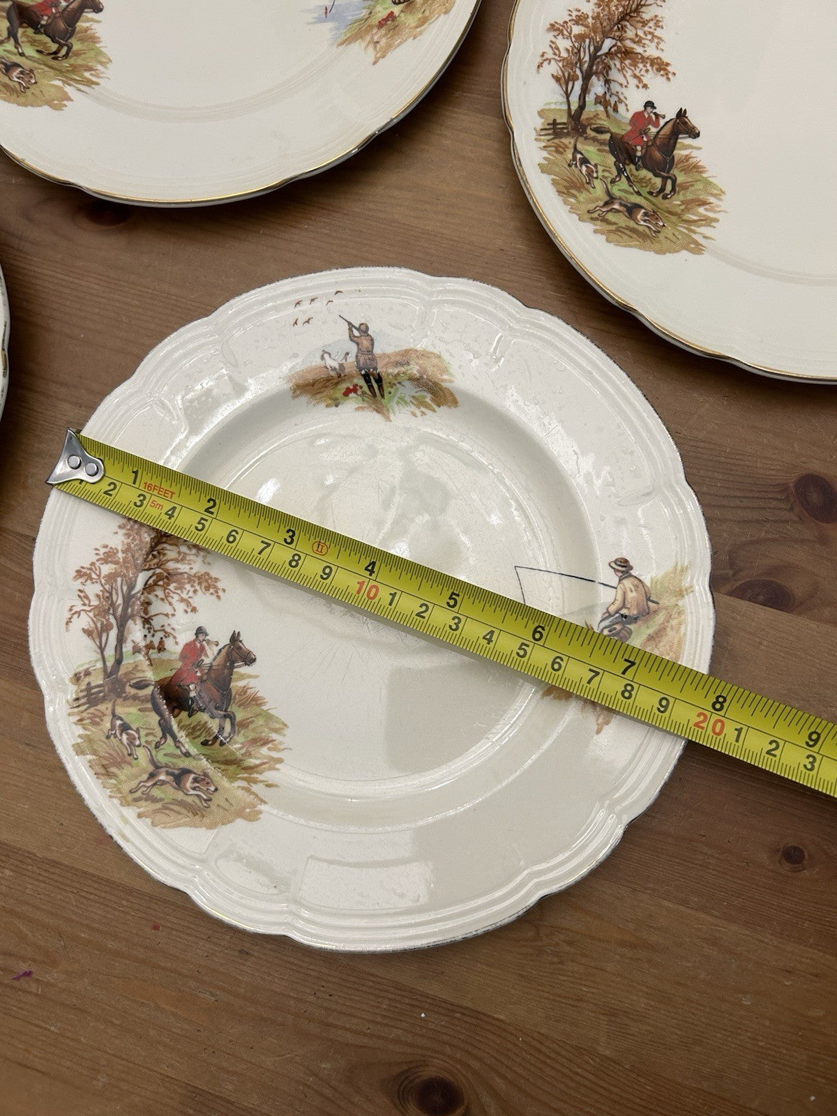Vintage Alfred Meakin Country Life Side Plates – Set of 5 – Hunting & Fishing – England