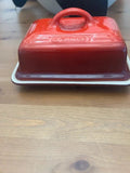 Le Creuset Butter Dish – Cerise Red – Stoneware – Very Good Condition