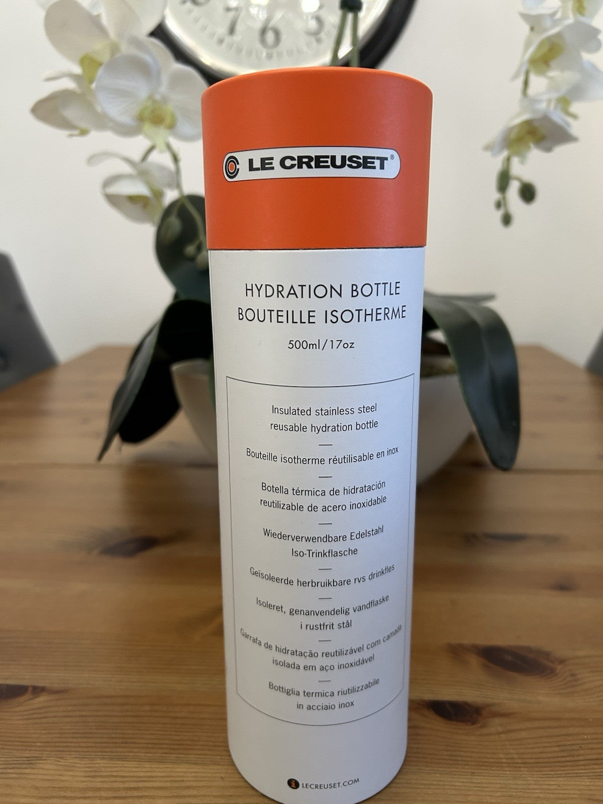 New Le Creuset Hydration Bottle 500ml - Cerise Red - Insulated Stainless Steel