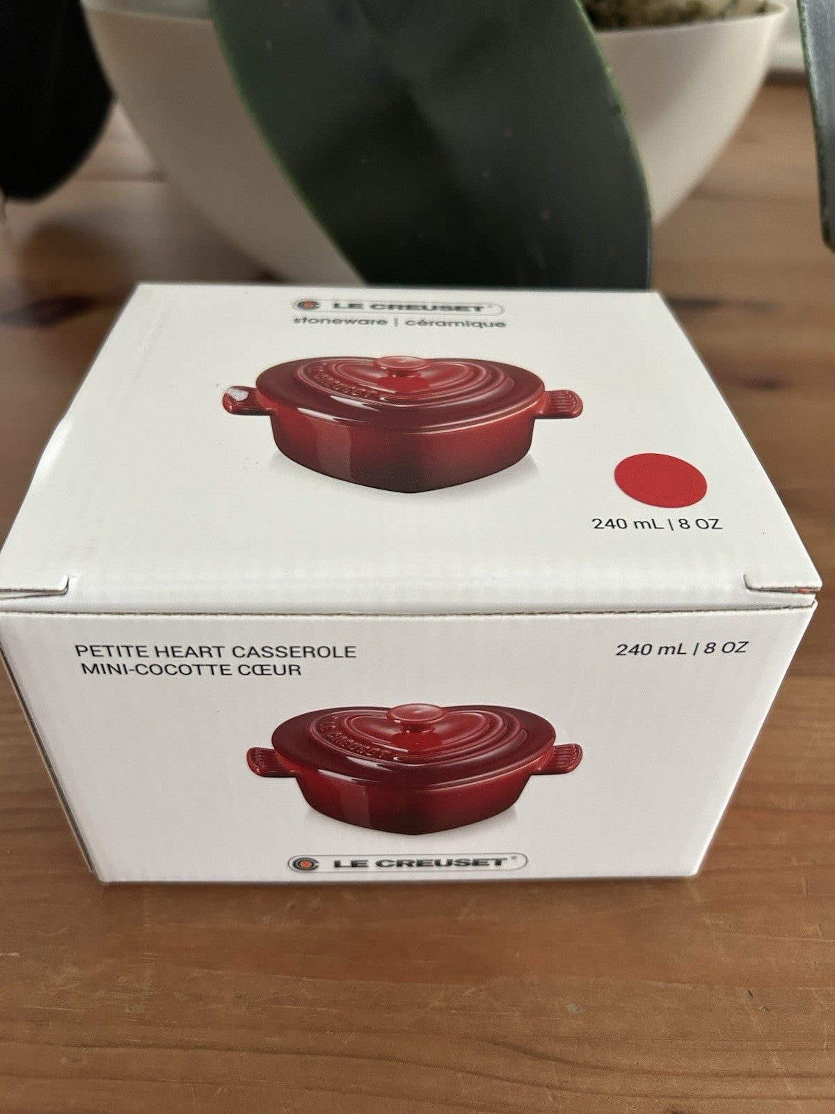 Le Creuset Mini Heart Cocotte – Cerise Red Stoneware – Brand New in Box