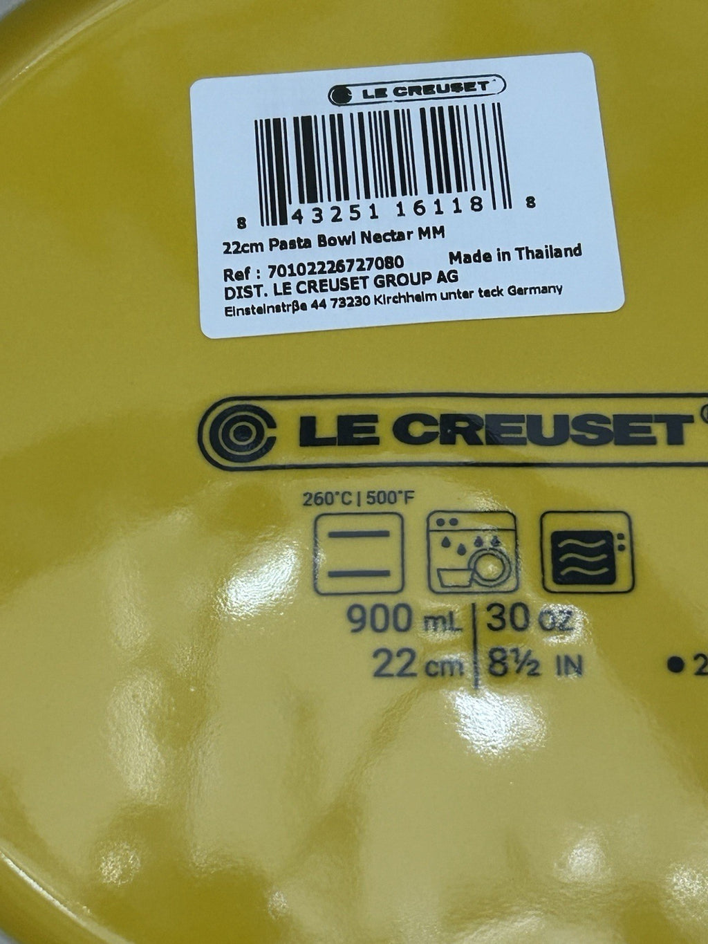 Le Creuset Stoneware 22cm Pasta Bowl - Nectar (Yellow) - NEW