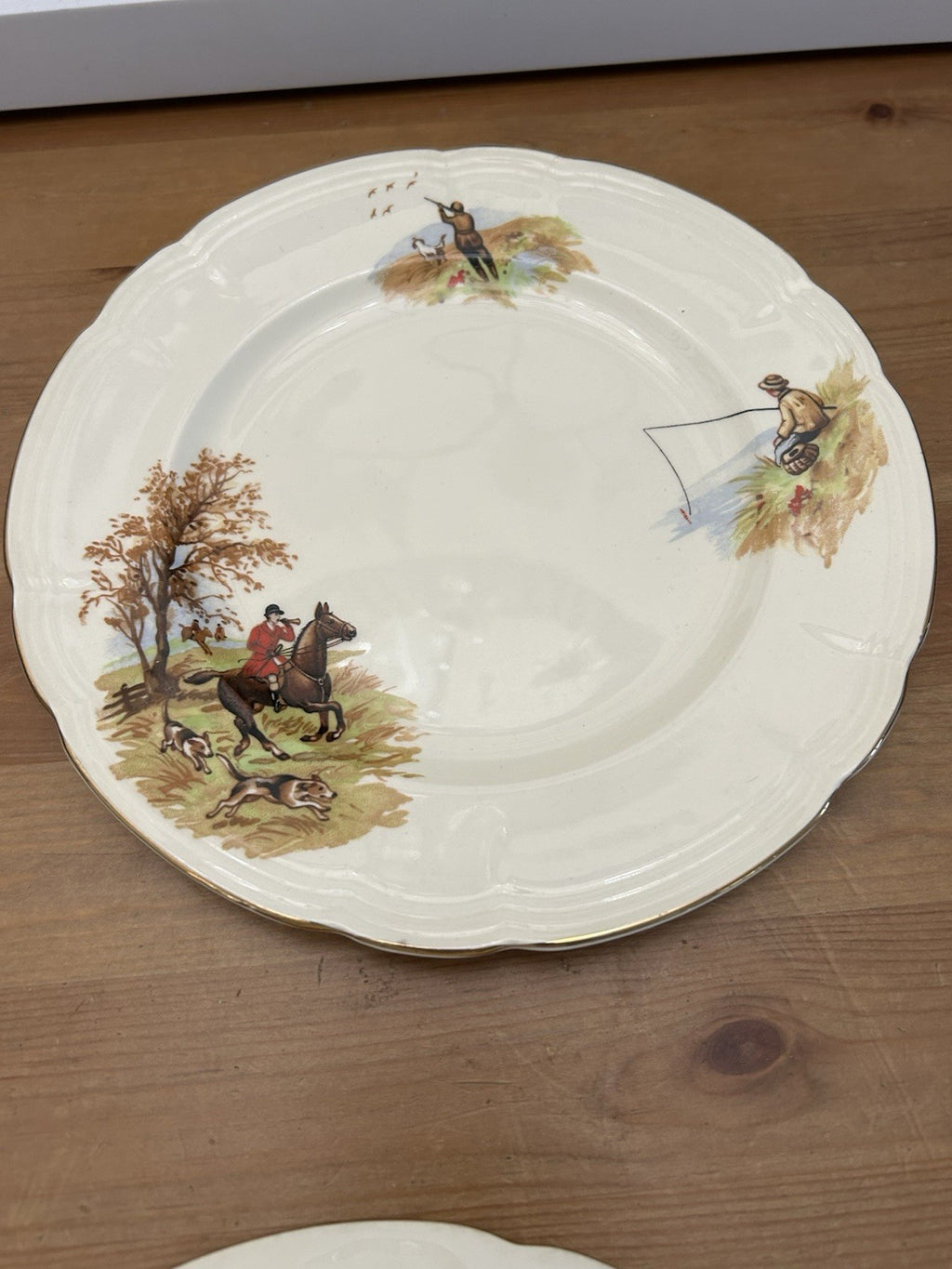 Vintage Alfred Meakin Country Life Side Plates – Set of 5 – Hunting & Fishing – England