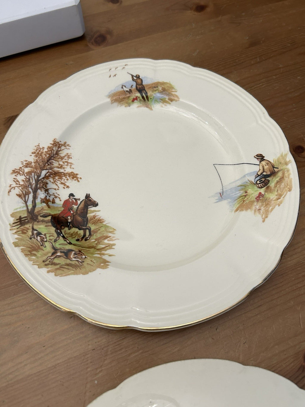 Vintage Alfred Meakin Country Life Side Plates – Set of 5 – Hunting & Fishing – England