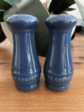 Le Creuset Salt & Pepper Shakers – Dark Blue Stoneware – Pre-Loved