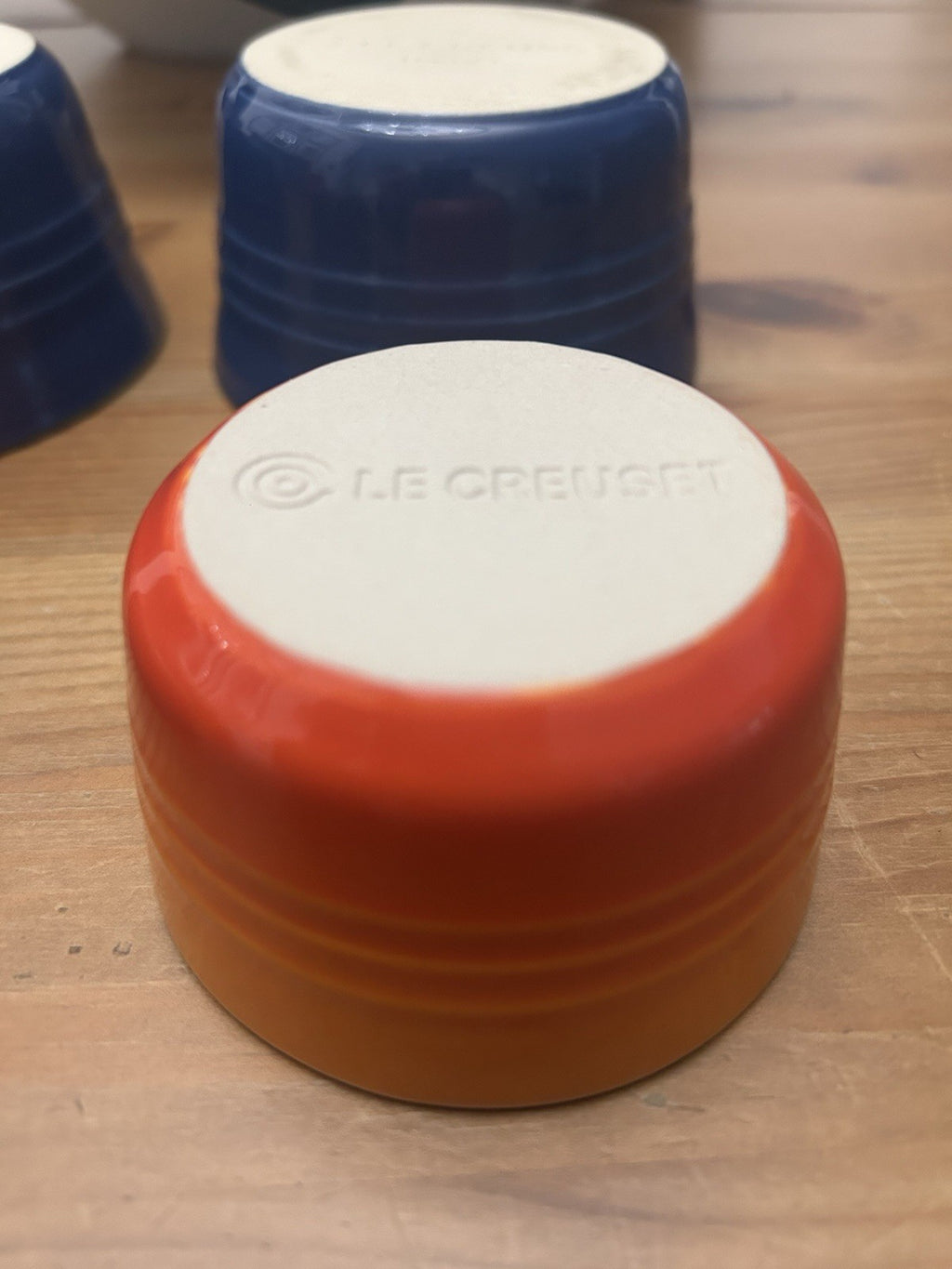 Set of 4 Le Creuset Stoneware Ramekins – Mixed Colours & Sizes – Pre-Loved