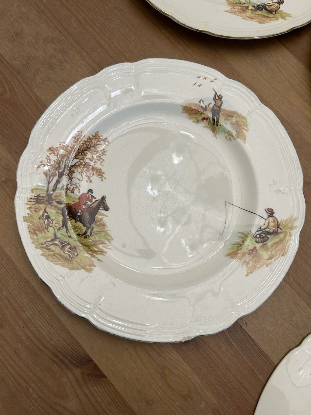 Vintage Alfred Meakin Country Life Side Plates – Set of 5 – Hunting & Fishing – England