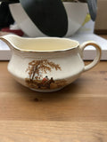 Vintage Alfred Meakin Fox Hunting Scene Small Jug – Gold Gilt Ironstone England