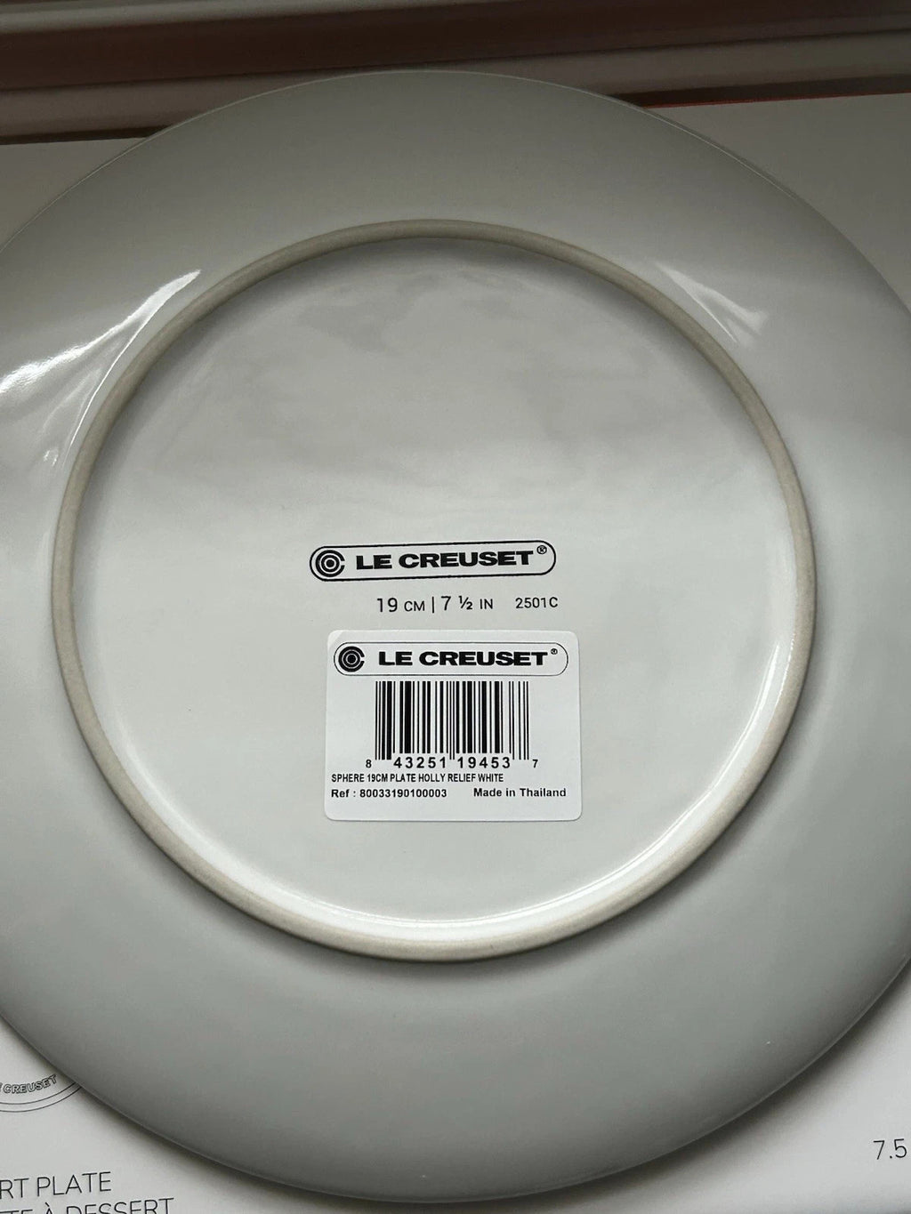 Le Creuset Holly Relief Plate 19cm White Stoneware BNIB Boxed