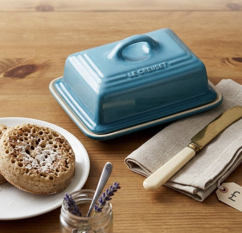 Le Creuset Stoneware Butter Dish – Caribbean Blue – Brand New in Box